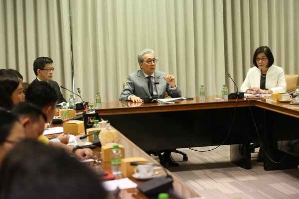 Thailand’s Deputy Prime Minister Somkid Jatusripitak and Thailand Board of Investment's Secretary General Duangjai Asawachintachit speaking to reporters in Bangkok on 13 January 2020.