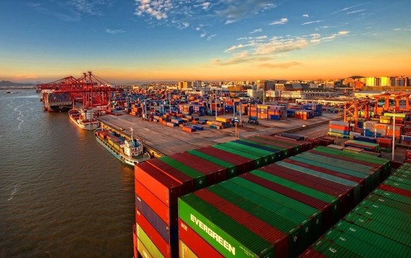 An aerial view of Xiamen Port in East China’s Fujian province. [Photo provided to China Daily]