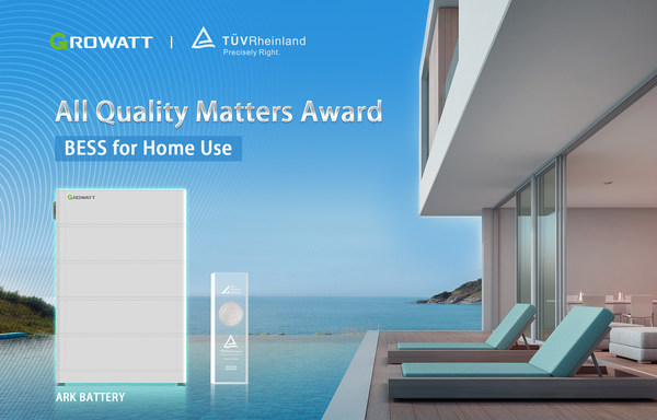 Growatt wins TÜV Rheinland’s All Quality Matters Award for its ARK battery