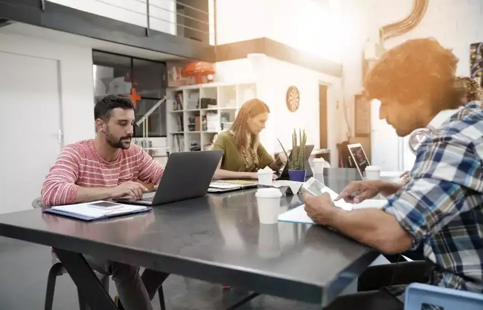 People work in co-working space