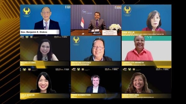 Upper row, L-R: Bangko Sentral ng Pilipinas (BSP) Gov. Benjamin Diokno; Ravi Menon, Managing Director, Monetary Authority of Singapore; BSP Asst. Gov. Edna Villa Middle row, L-R: Mimi Ong, Anchor, ANC; BSP Director Raymond Estioko; PPMI GM Carmelita Araneta
Bottom row: L-R: Leila Martin, OFBank President and CEO; Todd Schweitzer, Brankas CEO; Amor Maclang, Convenor, Digital Pilipinas